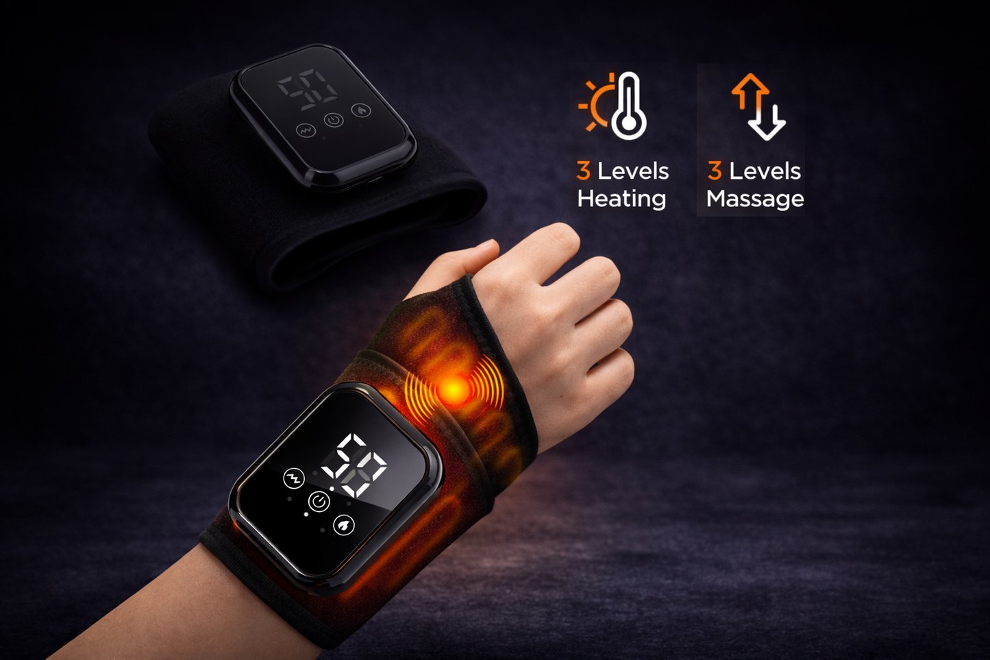 Electric Heated Wrist Brace Adjustable Hot Compress Vibration Massage Hand Wrist Foot Ankle Guard Band Carpal Wrap Support Brace Hailideal Store