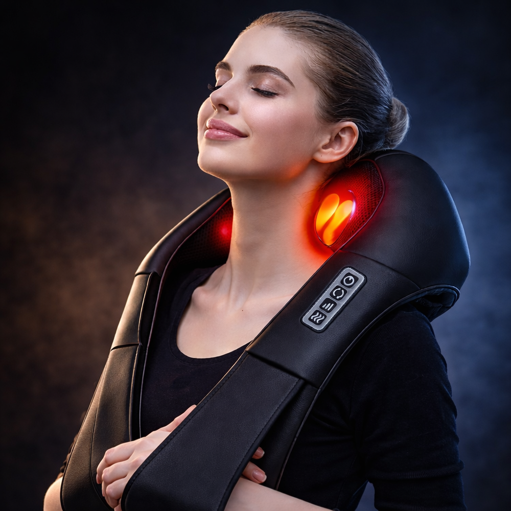 Shiatsu Neck and Shoulder Massager Heated Back Massager U Shape Deep Kneading Electric Massage Pillow For Neck Waist Leg Body Health And Beauty Super Discount Store