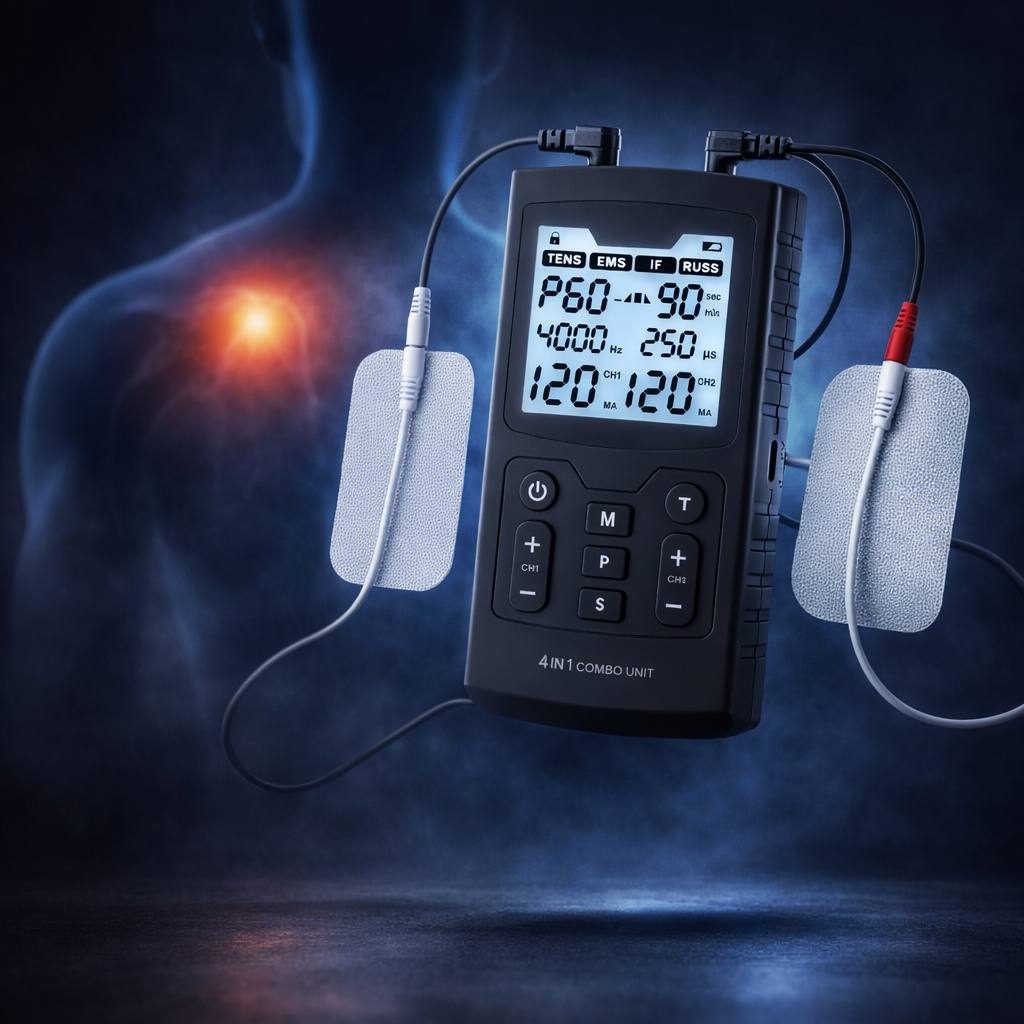 4 In 1 Electric Muscle Stimulator Interferential High-Frequency Physiotherapy Device IFT RUSS TENS Pulse Electrostimulator Hmeily Official Store