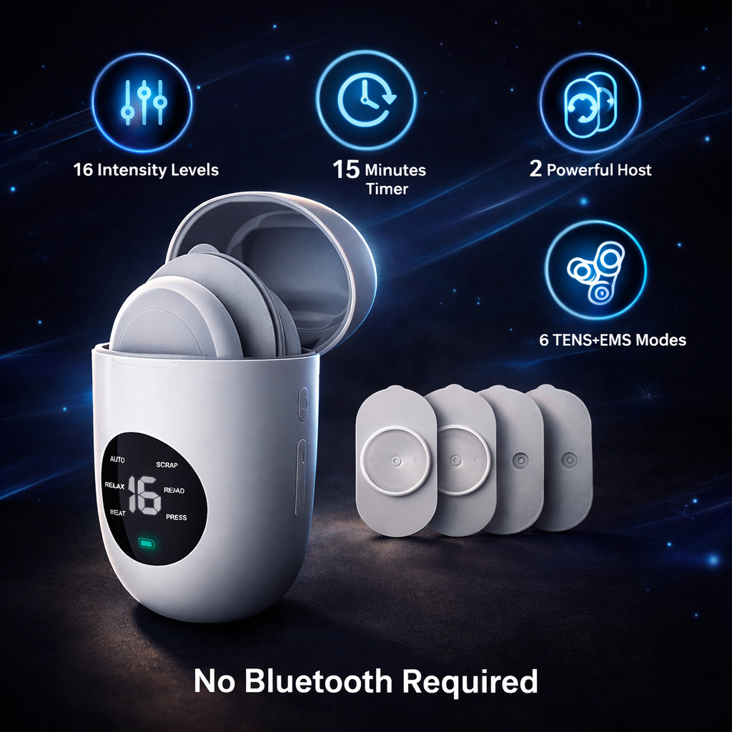 Wireless Muscle Stimulator TENS Unit LED-Display, 16 Intensity Settings For Pain Relief, Rechargeable EMS Machine Beautify Shop Store